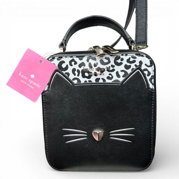Kate Spade New York Handbags - NWT Kate Spade New York Meow Cat Daisy Vanity Crossbody Bag Black Multi WKR00600